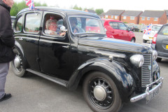 Margaret E at Newton in her 1947 Austin 8